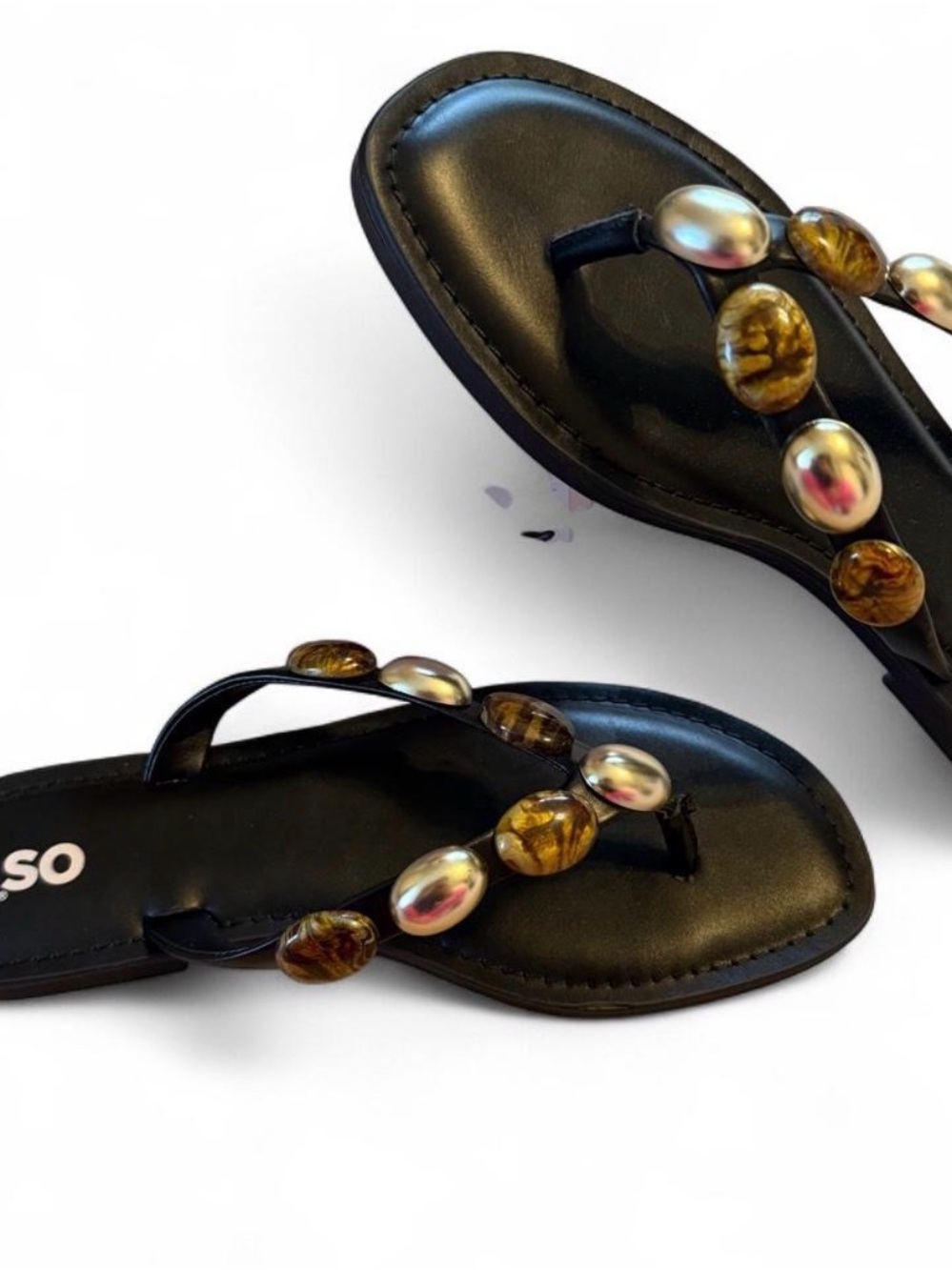 Brand new Women’s Black Beaded Sandals - Elegant Flip Flops (comes with box)